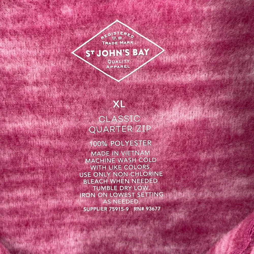 St John's Bay Quarter Zip Women XL Pink New Space Dye Fleece Pullover Sportswear - Picture 6 of 8